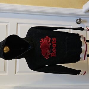 ROOTS CABIN Roots Dark Blue Hoodie with Vibrant Red Logo - KIDS size XL
